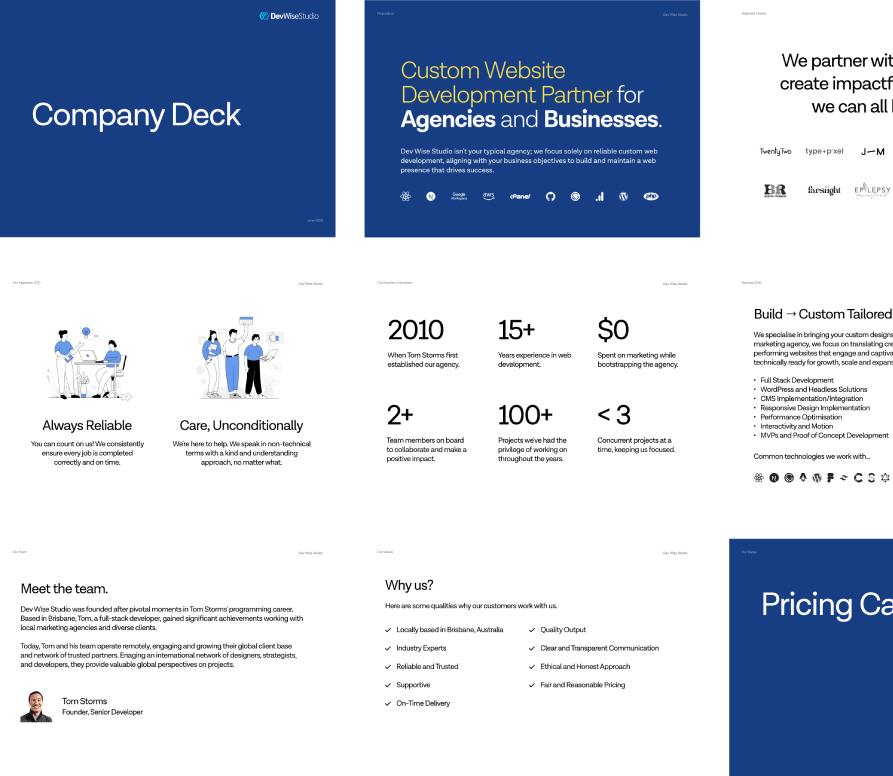 Dev Wise Studio - Company Deck